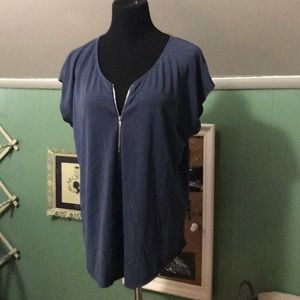 Green Envelope Zip Front Blouse